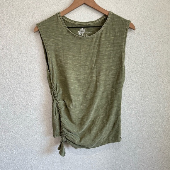 Pilcro Anthropologie Women's Bias Smocked Tee Green Tank Top T-Shirt XS Boho - Picture 1 of 10